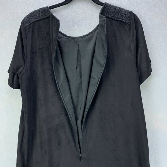 Miss Me‎ Dress Womens Medium Shift Black Faux Suede Embroidered Short Sleeve - Picture 8 of 15